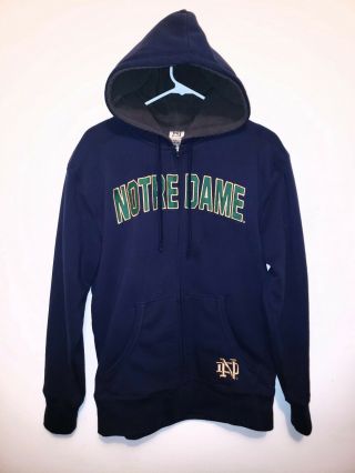 Pro Edge Notre Dame Zip - Up Hoodie Sweatshirt Faux Fur Lined Men Sz Large (euc)