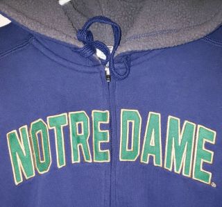 Pro Edge Notre Dame Zip - up Hoodie Sweatshirt Faux fur lined Men Sz Large (EUC) 3