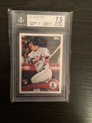 Mike Trout 2011 Topps Update Us175 Rookie Rc Bgs 7.  5