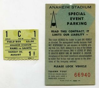 Vintage 1968 Football Ticket Stub Los Angeles Rams Vs Orleans Saints