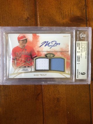 Mike Trout 2014 Topps Tier One Dual Jsy Relic Auto 12/25 Angels