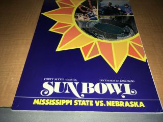 1980 Sun Bowl College Football Program Mississippi State Vs.  Nebraska