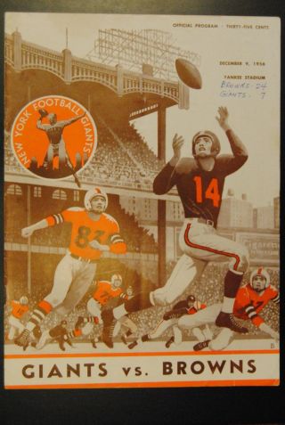 1956 York Giants Vs Cleveland Browns Football Program - Frank Gifford
