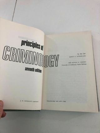 Principles of Criminology - Sutherland and Cressey (1966,  Hardcover) 3