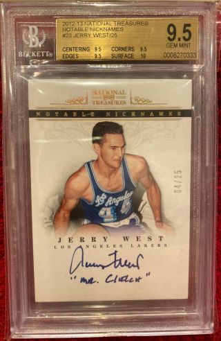 2012 - 13 Panini National Treasures Jerry West Notable Nicknames /25 Bgs 9.  5 10