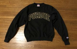 Purdue University Crewneck Sweatshirt Champion Black Adult Size Small Stitched