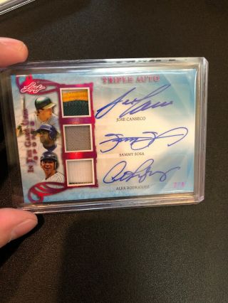 2019 Leaf In The Game Canseco,  Sammy Sosa,  Alex Rodriguez 3 X Relic Auto /4