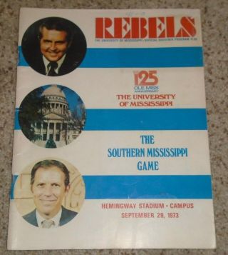 1973 Ole Miss Rebels Football Program - Vs.  Southern Mississippi - 9/29/1973