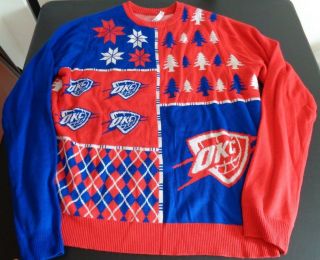 Okc Oklahoma City Thunder Basketball Ugly Christmas Sweater Xl Nba