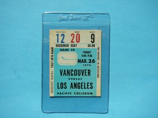 1975/76 Vancouver Canucks Los Angeles Kings Nhl Ticket Stub Sharp,  Marcel Dionne
