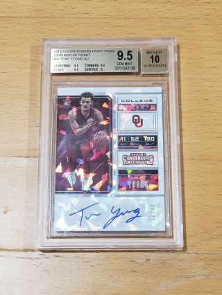 2018 Contenders Cracked Ice Trae Young Auto Rc Bgs 9.  5/10 Ssp Autograph Rookie
