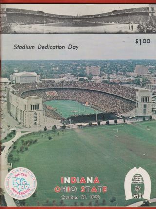 1972 Indiana @ Ohio State Football Program - Stadium Dedication Day Woody Hayes