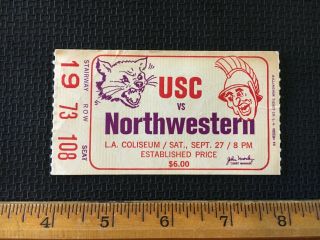 1969 College Football Ticket Stub Los Angeles Coliseum Northwestern Vs Usc