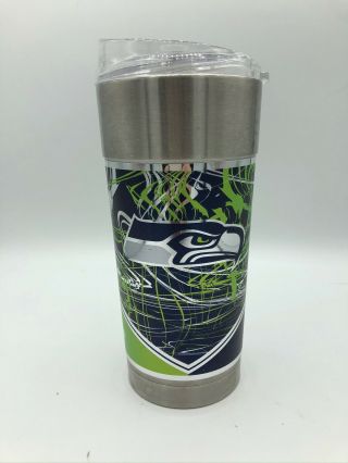 Seattle Seahawks 22 Oz Stainless Steel Tumbler Insulated Clear Lid