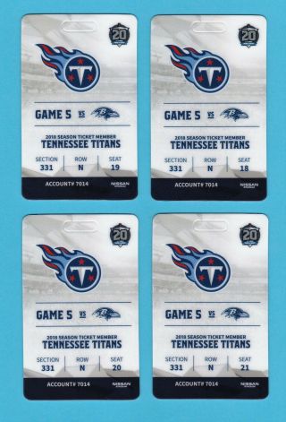 Tennessee Titans 2018 Season Tickets X4 Vs Baltimore Ravens Nfl Nissan Stadium