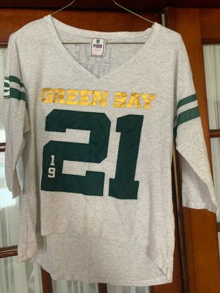 Green Bay Packers Victorias Secret Shirt - Jersey Sz L Sh 3/4 Sleeve Tee✅