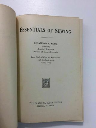 Essentials Of Sewing - Rosamond Cook (Hardcover,  1924) 3