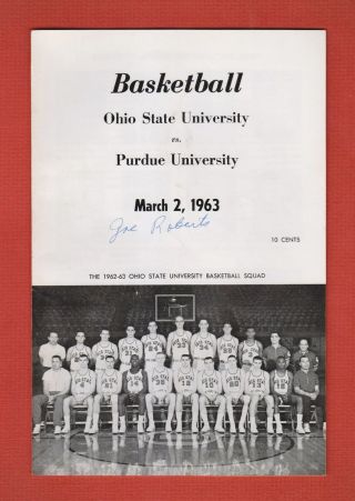 1963 Ohio State Basketball Program Signed Joe Roberts 1960 Ncaa Champ Cols.  East