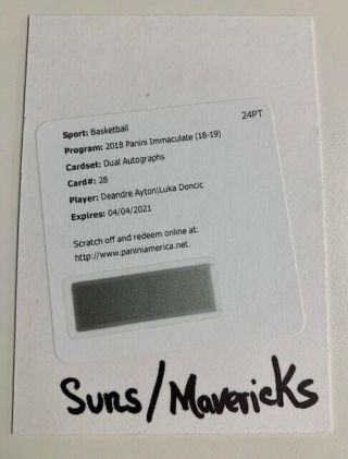 2018 - 19 Immaculate Deandre Ayton / Luka Doncic Rookie Dual Autographs /49