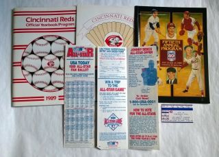 1989 Cincinnati Reds Baseball Yearbook,  Scorecard,  Johnny Bench Hof,  As Ballots
