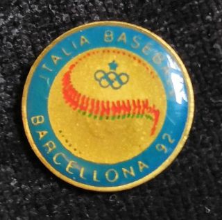 Xxv Summer Olympic Games Barcelona 1992 Italy Baseball Noc Pin Badge