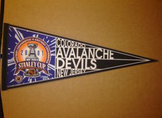 2001 Stanley Cup Finals Nhl Jersey Devils Vs Colorado Avalanche Pennant