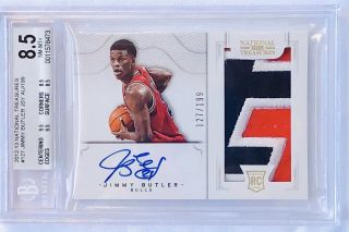 Jimmy Butler 2012 - 13 National Treasures Rc Auto 3 Color Patch /199 Bgs 8.  5 Rpa