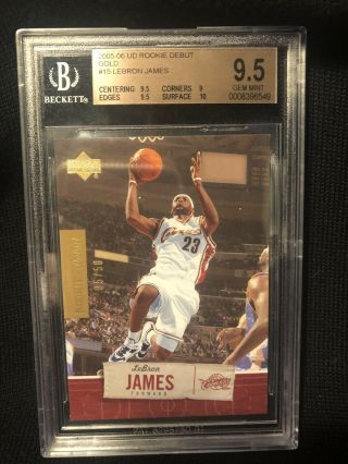 2005 - 06 Ud Rookie Debut Lebron James Gold Parallel Rare Ed 5/50 Bgs (9.  5) Card