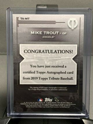 2019 Topps Tribute Mike Trout Auto SSP 03/25 On Card Angels Autograph TA - MT 2