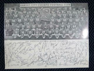 1966 Kansas City Chiefs Afl Football Facsimile Signed Printed Photo