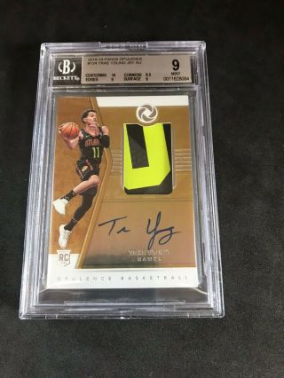 2018 - 19 Panini Opulence Trae Young 22/79 3clr Rpa Rc Bgs 9 Auto 10 Hawks