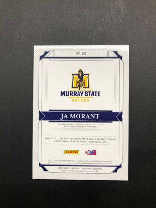 2019 NATIONAL TREASURES JA MORANT RC AUTO RPA SILHOUETTES ROOKIE PATCH 68/99 2