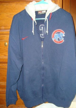 Nike Mens Chicago Cubs Hoodie Sweatshirt Large Baseball Mlb Hooded Jacket Zip