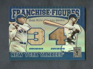 2001 Topps Tribute Figures Babe Ruth Lou Gehrig Yankees Hof Game Bat
