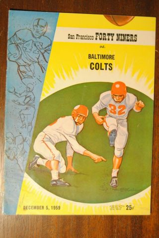 1959 San Francisco 49ers Vs Baltimore Colts Football Program - Johnny Unitas