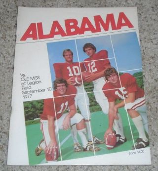 1977 Ole Miss Rebels Football Program - Vs.  Alabama - 9/10/1977