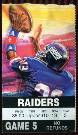 Football Ticket York Giants 1995 - 11/12 - Oakland Raiders