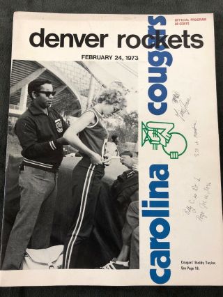 Carolina Cougars Vs Denver Rockets 1972 - 73 Aba Basketball Program