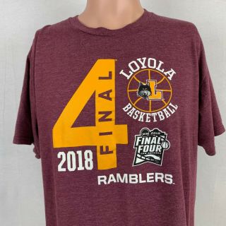 Loyola Chicago Ramblers College Basketball 2018 Ncaa Final 4 T - Shirt Size Xl
