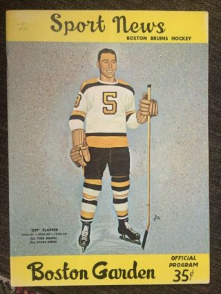 December 2,  1961 Boston Bruins 1961 Program Vs York Rangers 12/2/61