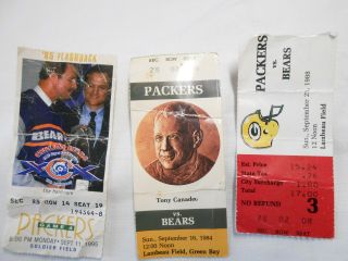 3 Different Chicago Bears Vs.  Green Bay Packers Football Ticket Stubs
