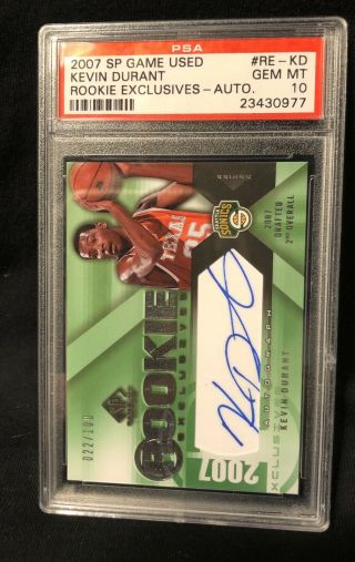 2007 - 08 Sp Game Kevin Durant Rc Rookie Exclusives Auto /100 Graded Psa (10)