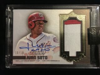 2019 Topps Dynasty Juan Soto On - Card Auto Game - Worn Patch Sp 10/10 Nationals