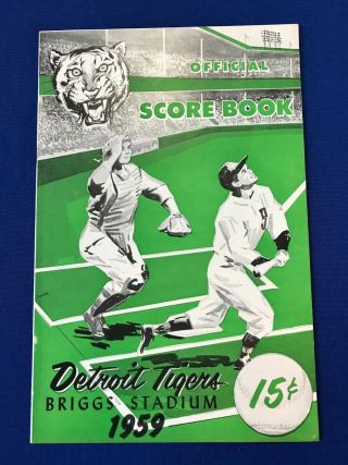 1959 Detroit Tigers Vs York Yankees Mickey Mantle Baseball Program Briggs