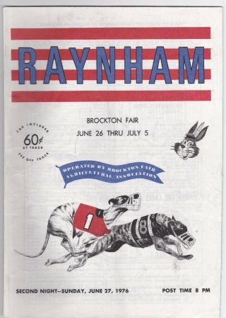 1976 Raynham Greyhound Program Brockton Fair Meet