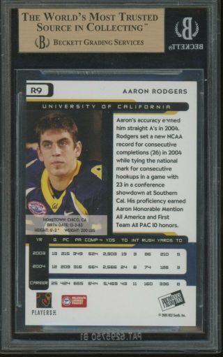 2005 press pass reflectors 195/500 AARON RODGERS rookie BGS 9.  5 pop 13 2