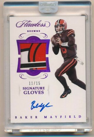 Baker Mayfield 2018 Panini Flawless Autograph 3 Color Glove Patch Auto Sp 11/15