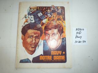 10/29/77 Notre Dame Vs Navy Football Program Ncaa