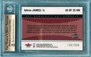 2003 - 04 FLAIR FINAL EDITION HOT NUMBERS RETAIL 30 LEBRON JAMES RC BGS 9.  5 /500 2