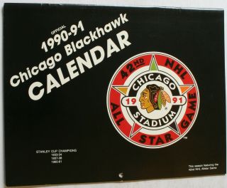 1990 - 91 Chicago Blackhawks Wall Calendar Larmer Roenick Belfour Nhl Coca - Cola